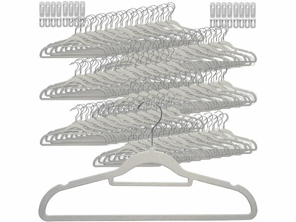 Pack de 120 cintres effet velours coloris gris clair de la marque PEARL